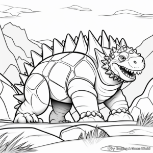 Ankylosaurus in its Habitat Coloring Pages 1