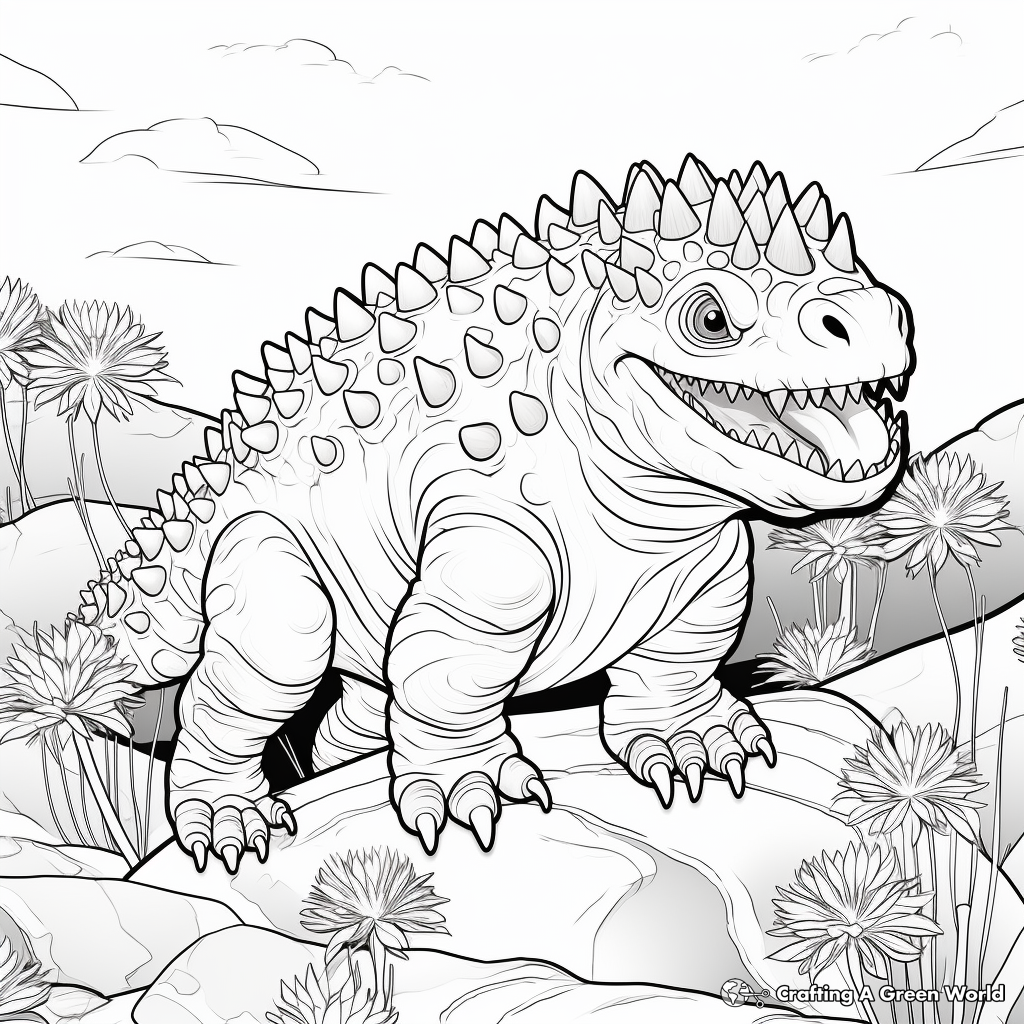 Ankylosaurus in its Habitat Coloring Pages 3