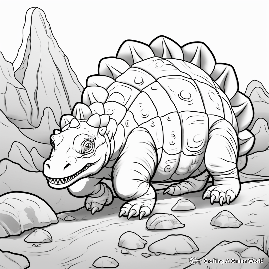 Ankylosaurus in its Habitat Coloring Pages 4