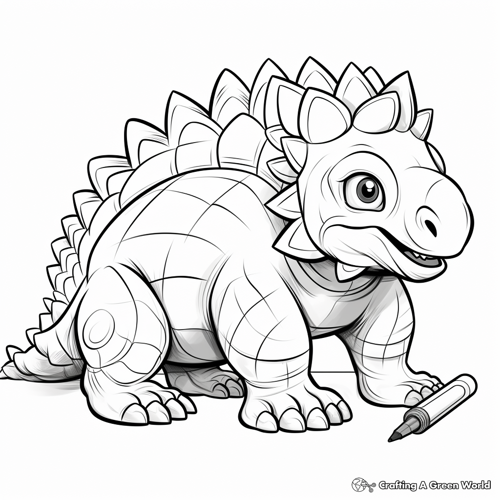 Ankylosaurus in Various Poses Coloring Pages 3
