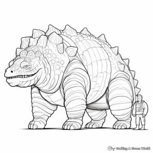 Ankylosaurus Size Comparison with Human Coloring Pages 2