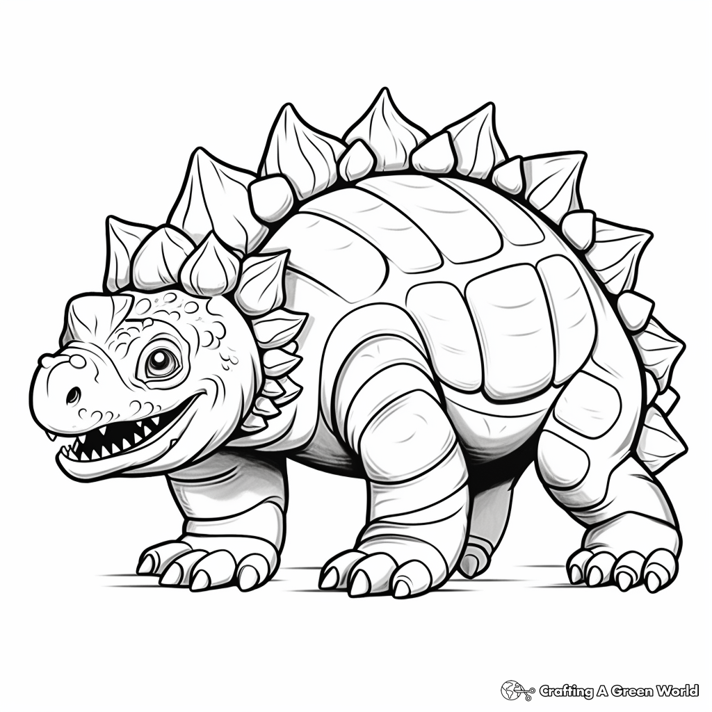 Ankylosaurus with Other Dinosaurs Coloring Pages 1