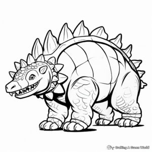 Ankylosaurus with Other Dinosaurs Coloring Pages 2