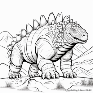 Ankylosaurus with Other Dinosaurs Coloring Pages 3
