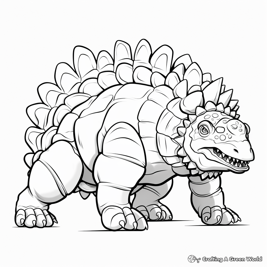 Ankylosaurus with Other Dinosaurs Coloring Pages 4