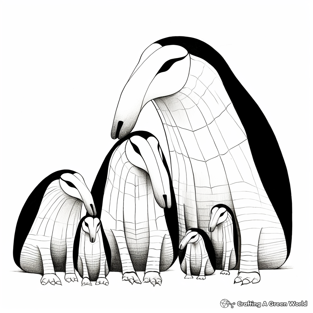 Anteater Family Coloring Pages: Male, Female, and Pups 1
