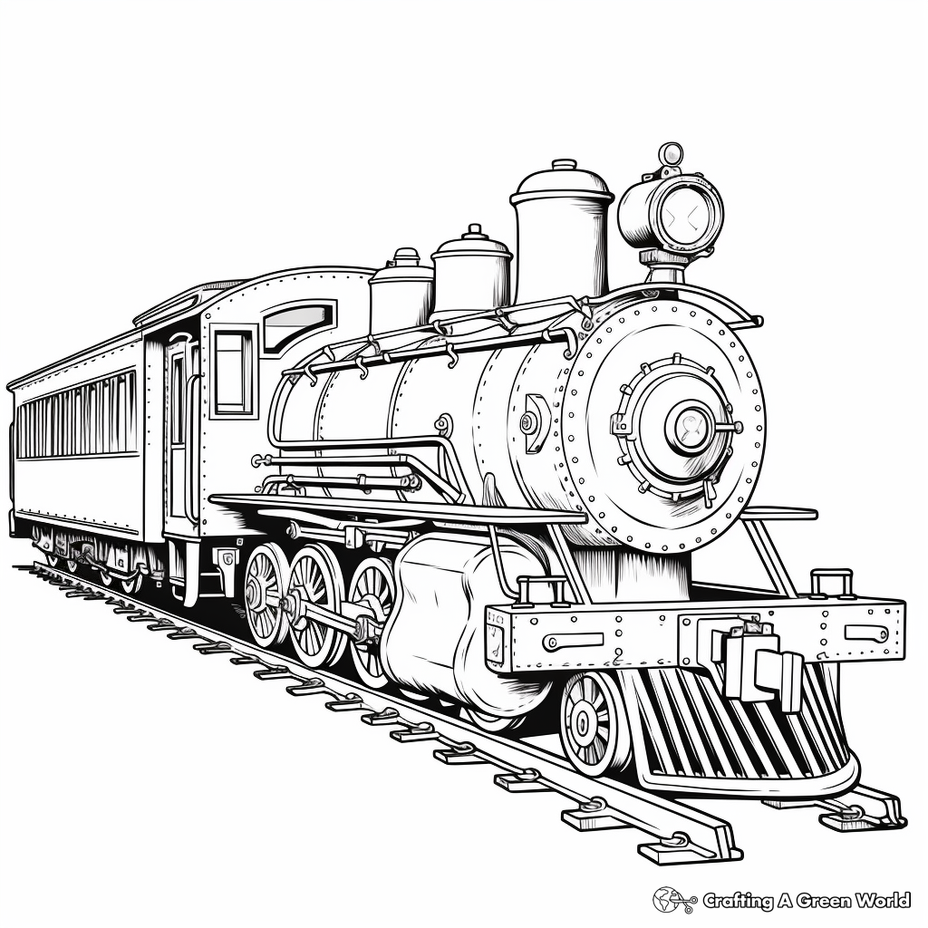 Antique American Railroad Train Coloring Pages 1