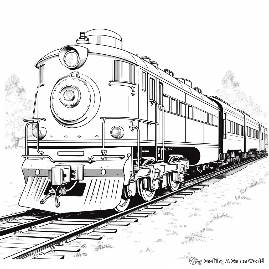 Antique American Railroad Train Coloring Pages 2