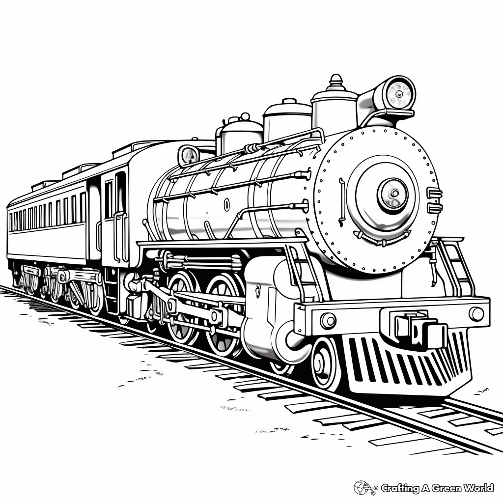 Antique American Railroad Train Coloring Pages 4