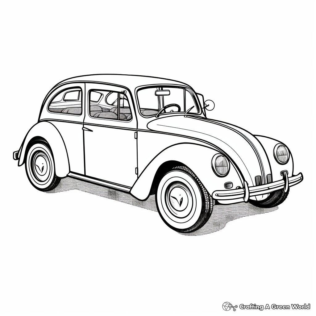 Antique Car Coloring Pages: Model T, Beetle, Mini Cooper 2
