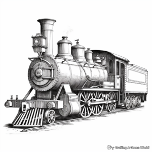 Antique Coal Locomotive Train Coloring Pages 1