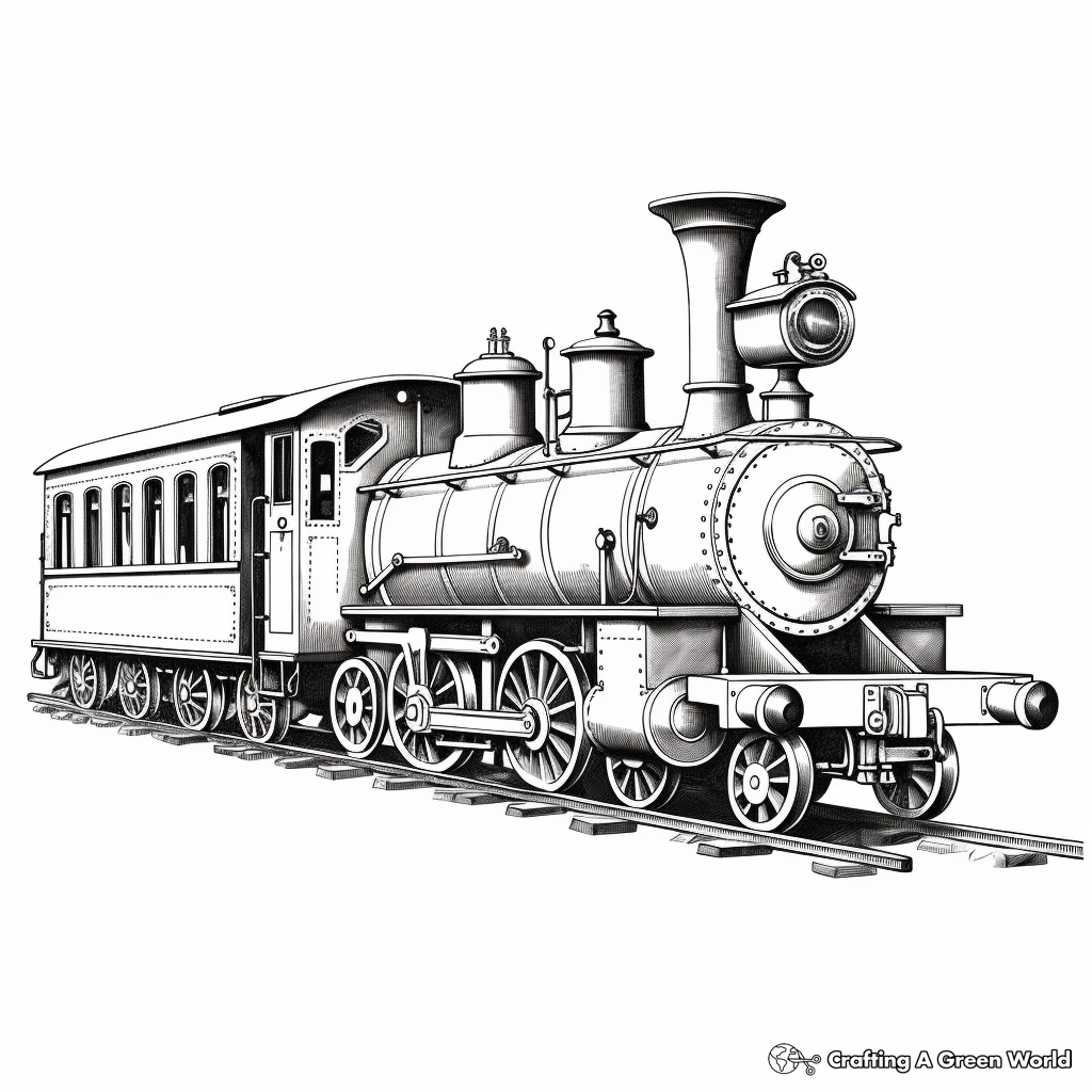 Antique Coal Locomotive Train Coloring Pages 2