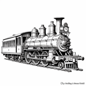 Antique Coal Locomotive Train Coloring Pages 3