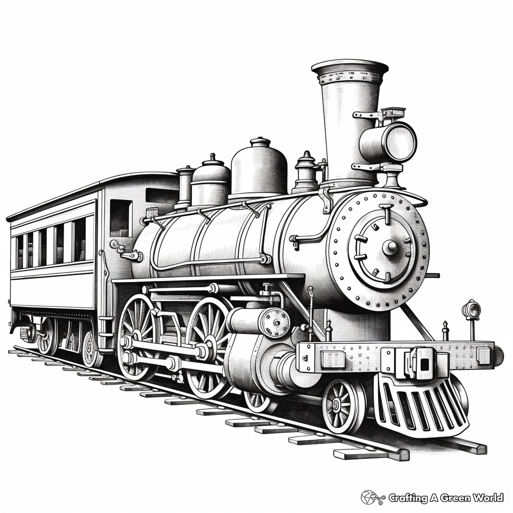 Antique Coal Locomotive Train Coloring Pages 4