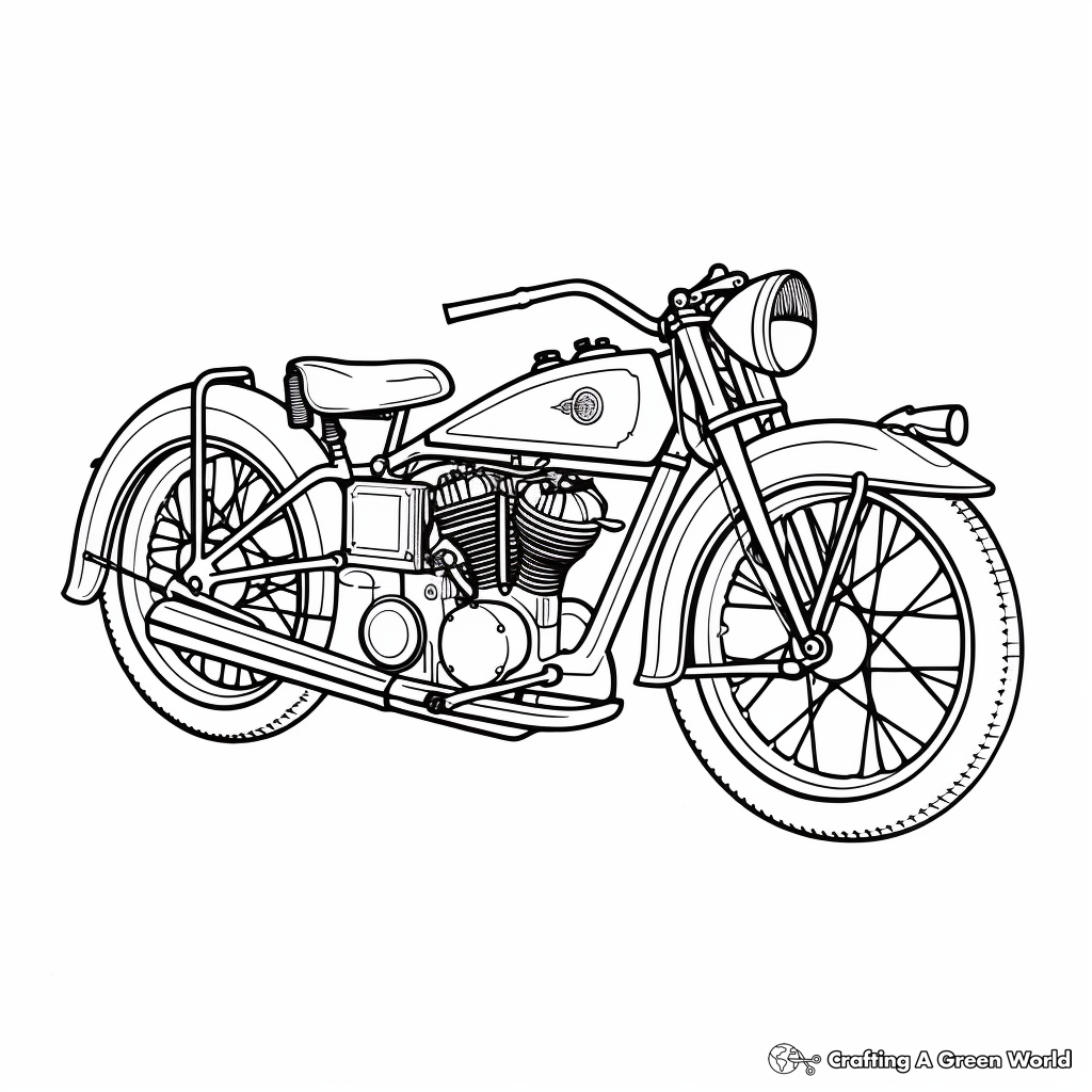 Antique Indian Motorcycle Coloring Pages 1
