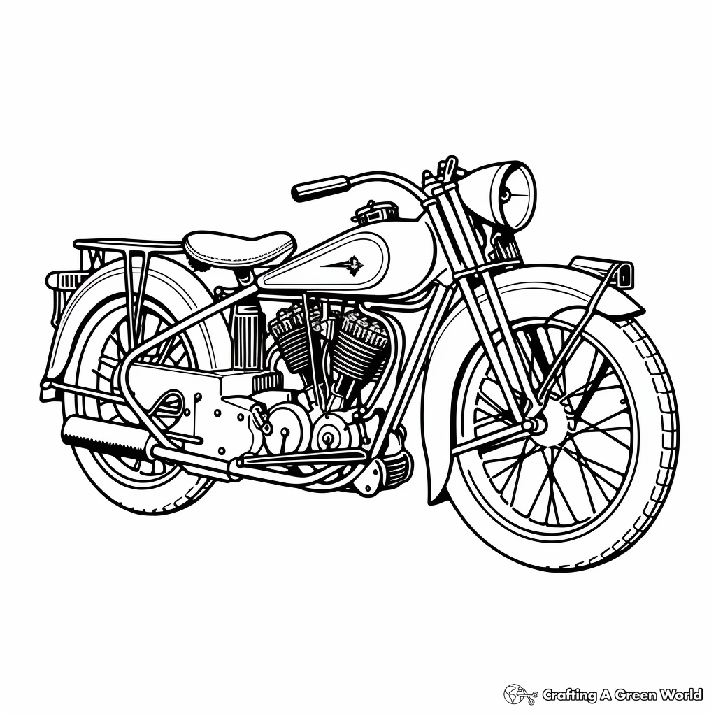 Antique Indian Motorcycle Coloring Pages 2