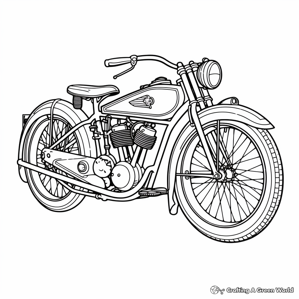 Antique Indian Motorcycle Coloring Pages 3