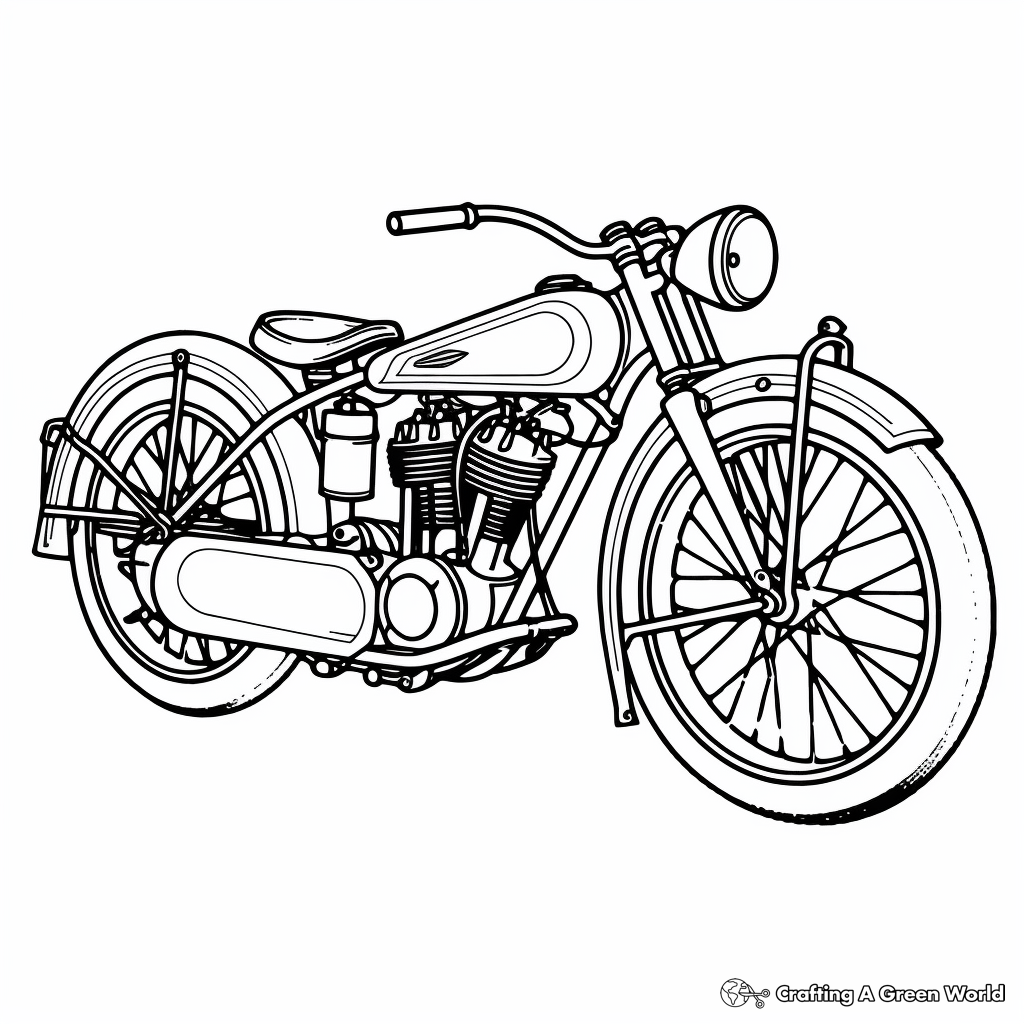 Antique Indian Motorcycle Coloring Pages 4