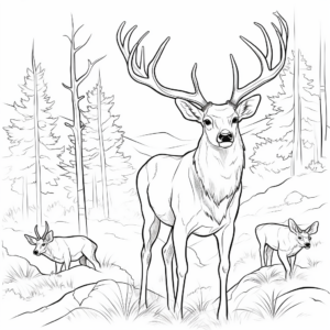 Antler Detail Coloring Pages: Male Deer and Elks 4