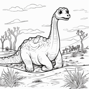 Apatosaurus Dinosaur Scene Coloring Pages 3