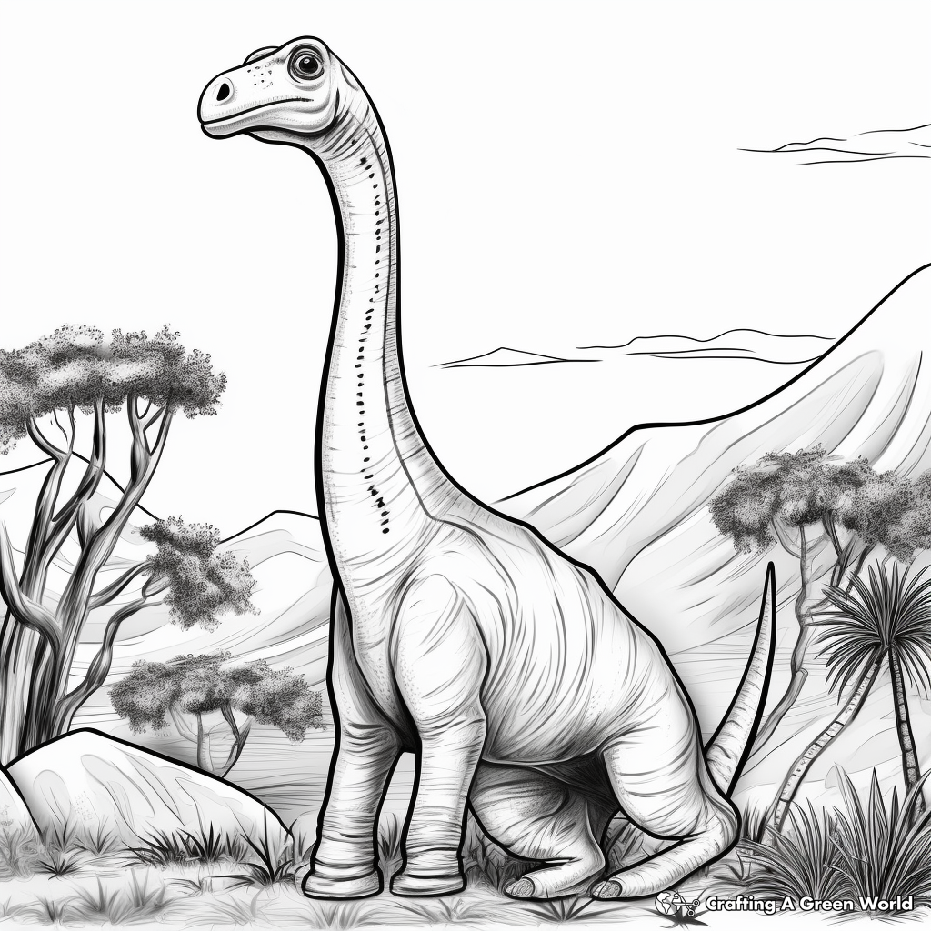 Apatosaurus in its Natural Habitat Coloring Pages 3
