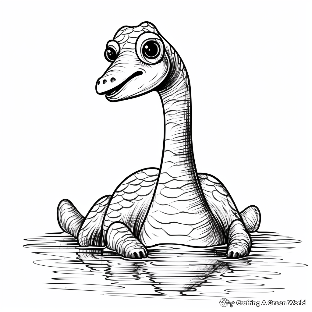 Apatosaurus in Water Coloring Pages 1