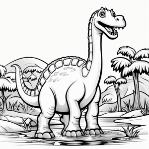 Apatosaurus in Water Coloring Pages 2