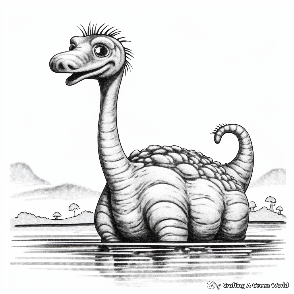 Apatosaurus in Water Coloring Pages 4