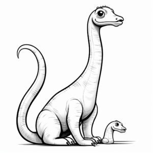 Apatosaurus with Long Neck and Tail Coloring Pages 2