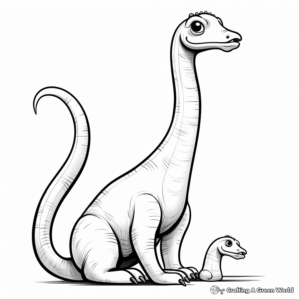 Apatosaurus with Long Neck and Tail Coloring Pages 2