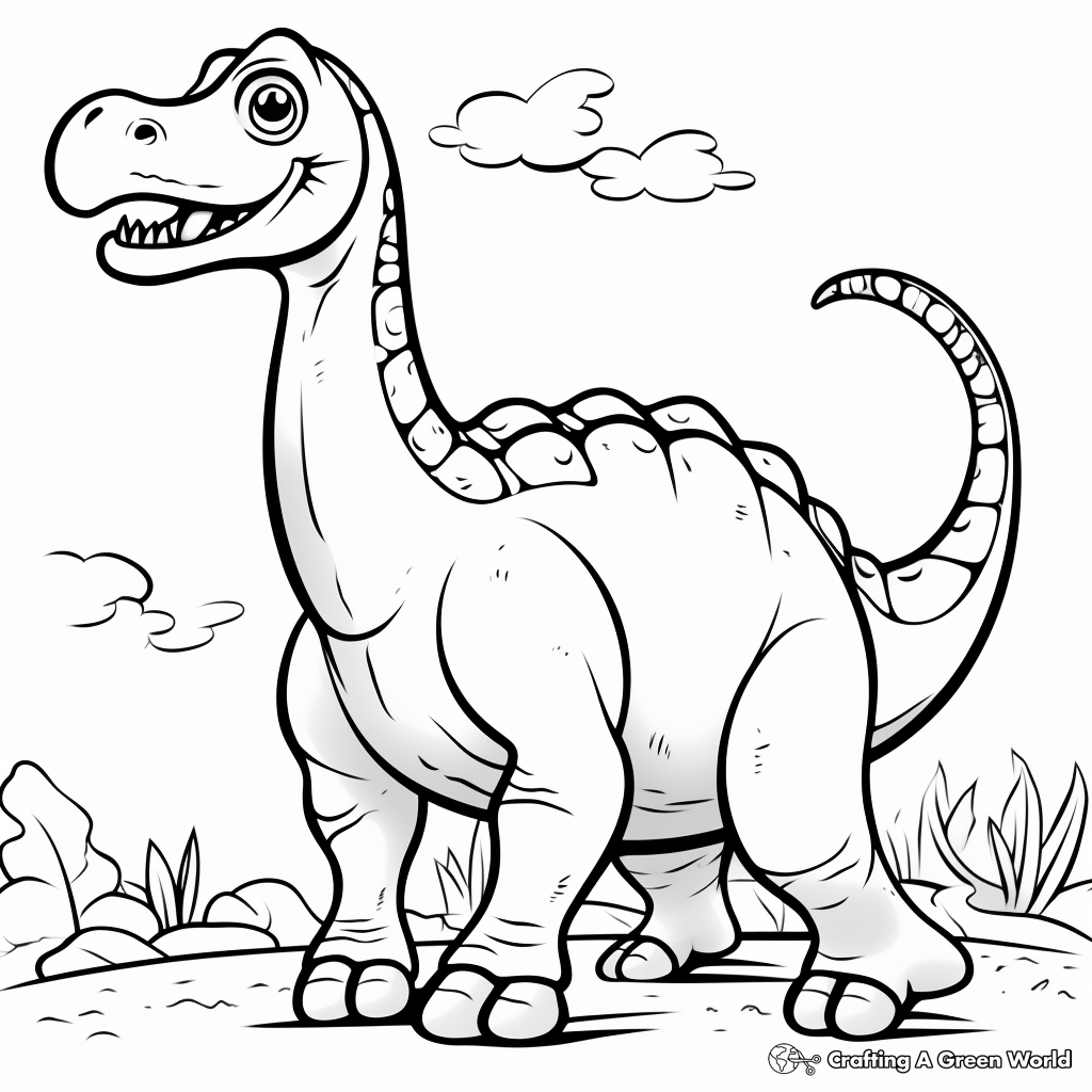 Apatosaurus with Other Dinosaurs Coloring Pages 1