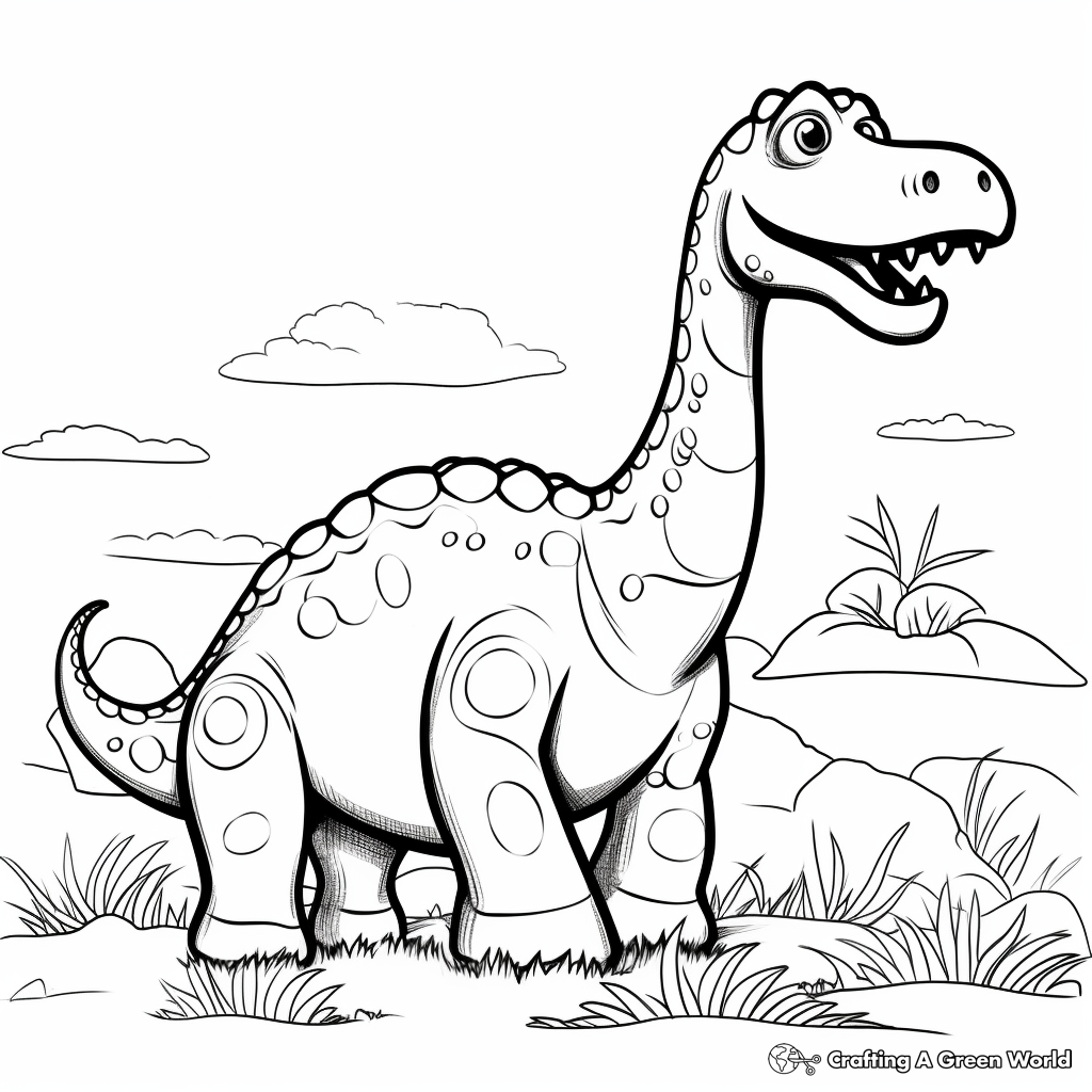 Apatosaurus with Other Dinosaurs Coloring Pages 3
