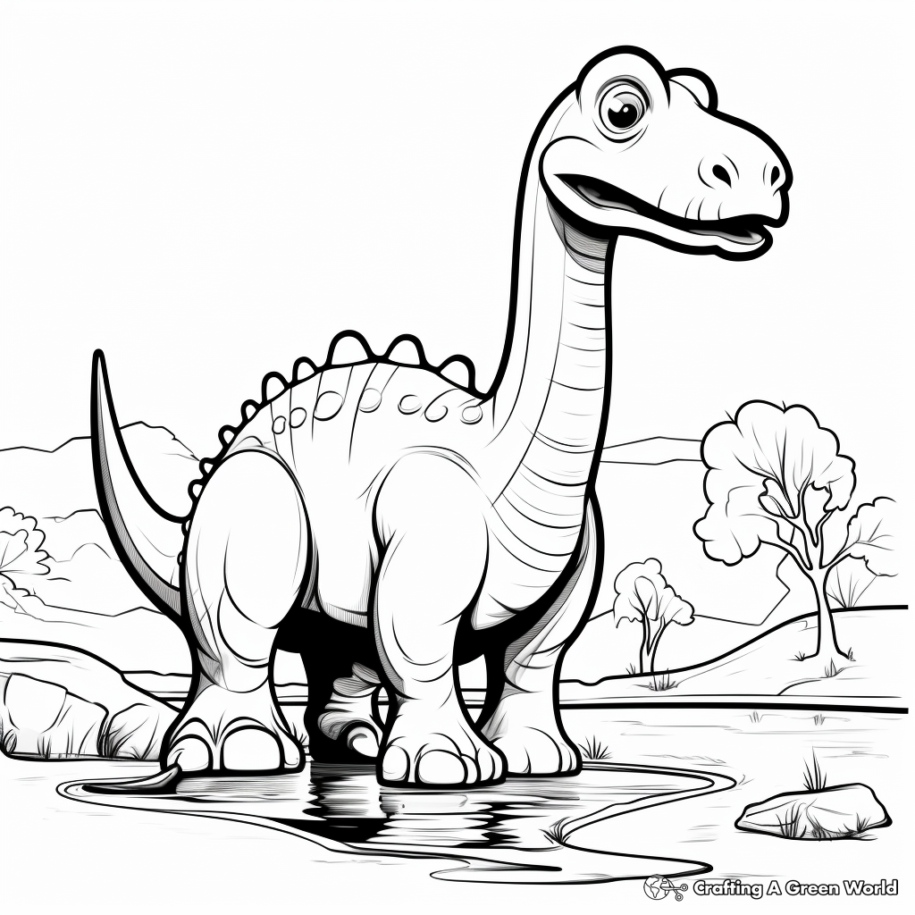 Apatosaurus with Other Dinosaurs Coloring Pages 4