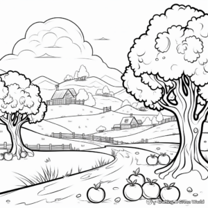 Apple Orchard Scene Coloring Pages 2