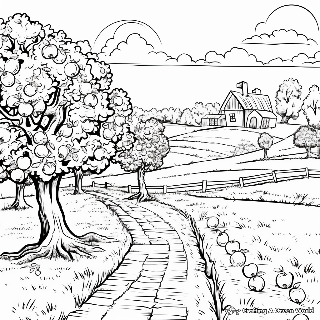 Apple Orchard Scene Coloring Pages 4