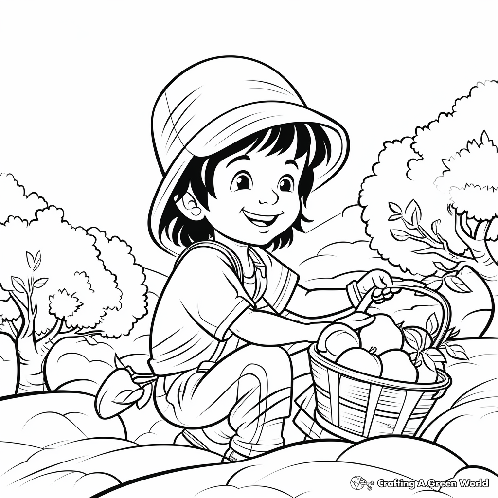 Apple Picking Basket Coloring Pages 2