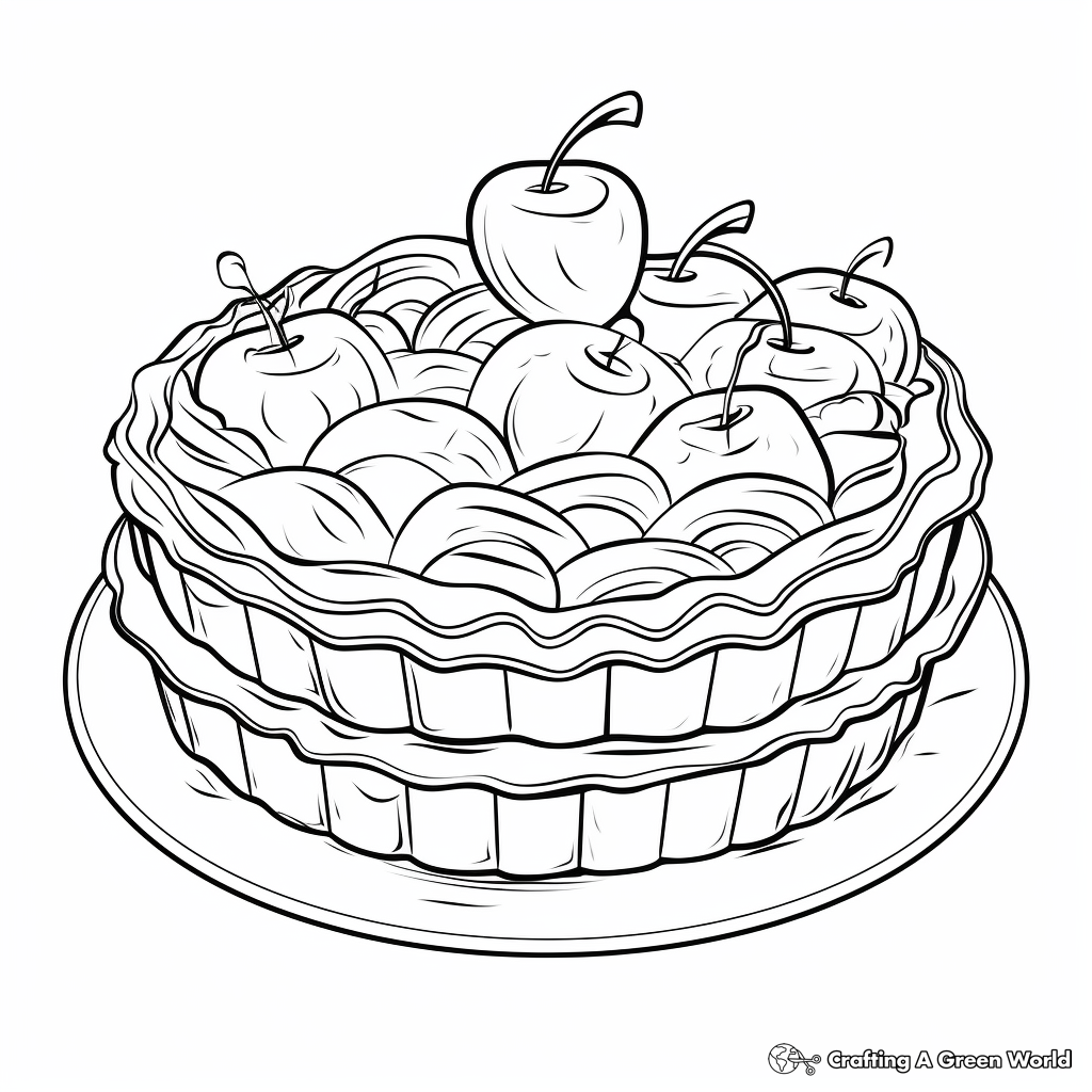 Apple Pie Dessert Coloring Page 3