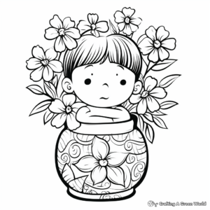 Appreciative 'Thinking of You' Flowers in a Vase Coloring Pages 2