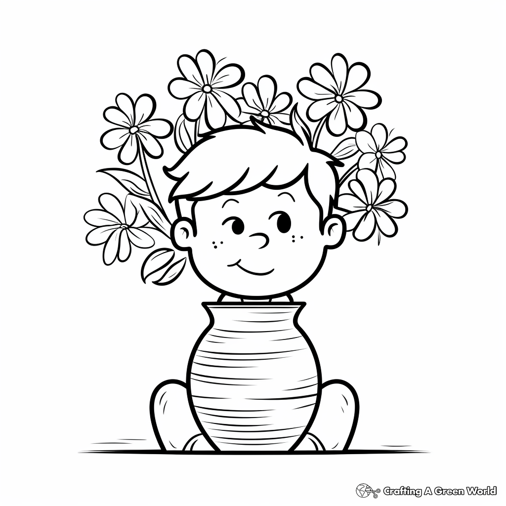 Appreciative 'Thinking of You' Flowers in a Vase Coloring Pages 3
