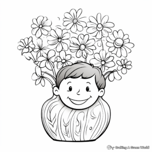 Appreciative 'Thinking of You' Flowers in a Vase Coloring Pages 4