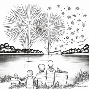 Aquatic Fireworks Coloring Pages for Lakeside Celebrations 3