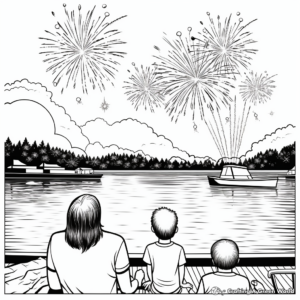 Aquatic Fireworks Coloring Pages for Lakeside Celebrations 4