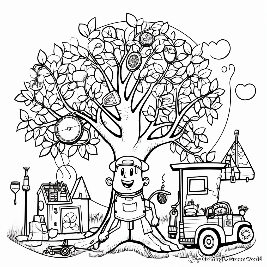 Arbor Day Coloring Pages With Tree-Care Tools 3