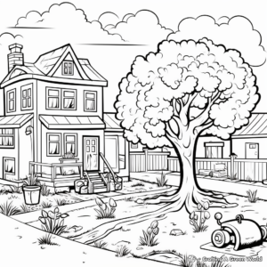Arbor Day in the Schoolyard Coloring Pages 1