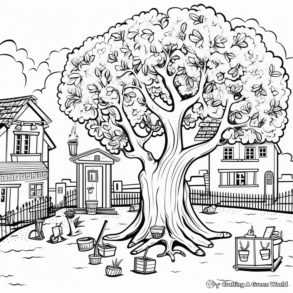 Arbor Day in the Schoolyard Coloring Pages 2