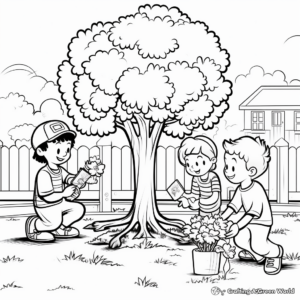 Arbor Day in the Schoolyard Coloring Pages 3