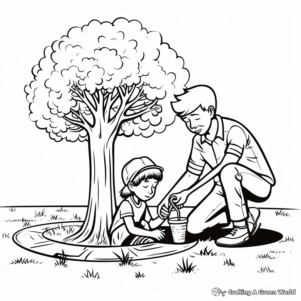 Arbor Day Tree Planting Ceremony Coloring Pages 1