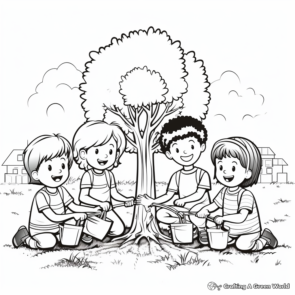 Arbor Day Tree Planting Ceremony Coloring Pages 2