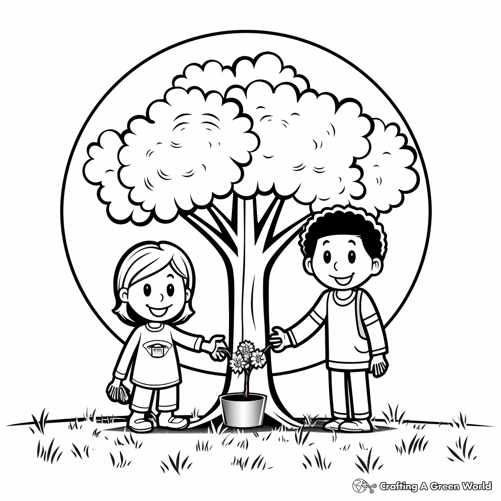 Arbor Day Tree Planting Ceremony Coloring Pages 4