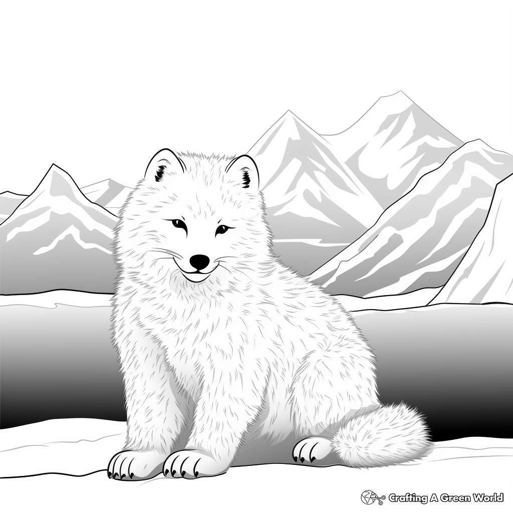 Arctic Fox and Northern Lights Coloring Pages 3